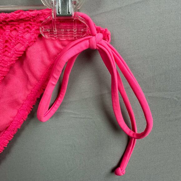 Roxy Women’s Large Sweet Terrain Brazilian Crocheted Bikini Bottom Pink - Picture 2 of 6
